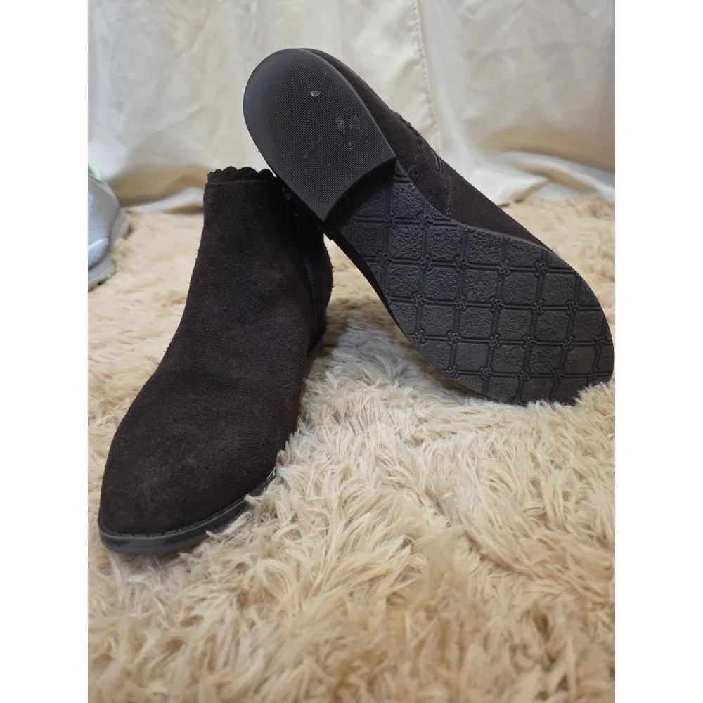 Jack Rogers Charlotte Dark Expresso Brown Suede‎ Leather Ankle Boots Sz 9M